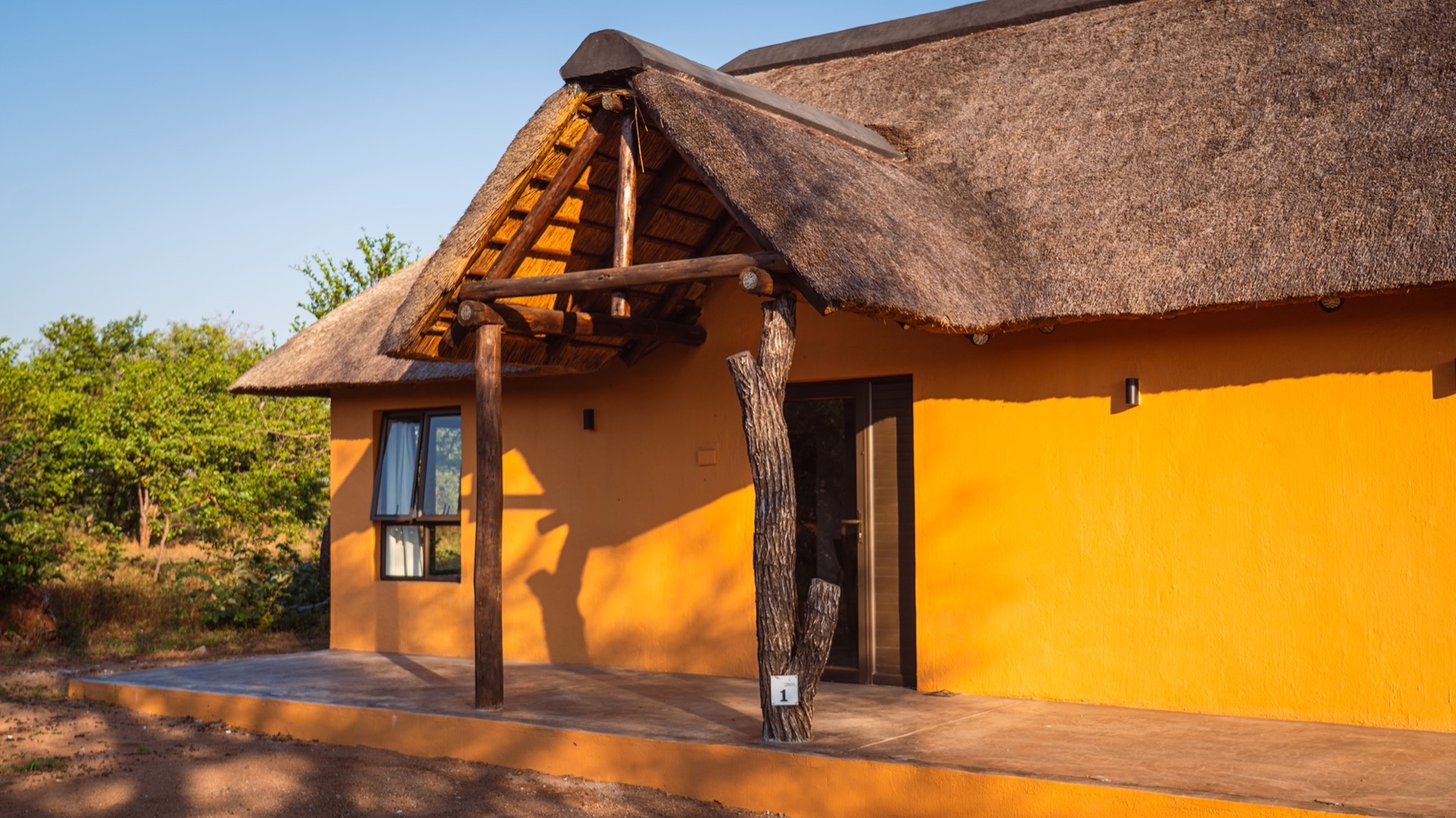 North Villa exterior at golden hour